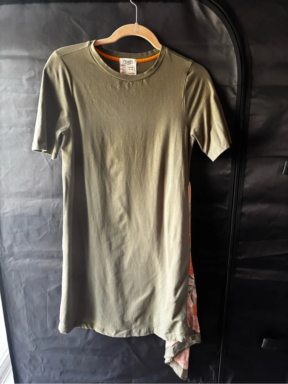 Tiny by Anthropologie Mixed Media Olive Green Shirt Dress